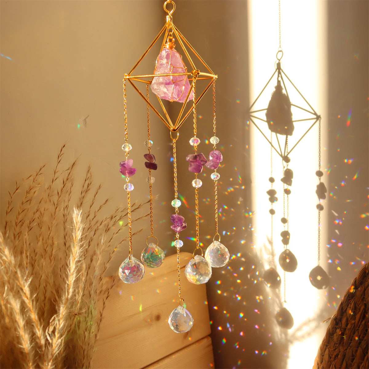 Natural Stone Crystal Wind Chime for Home Decor