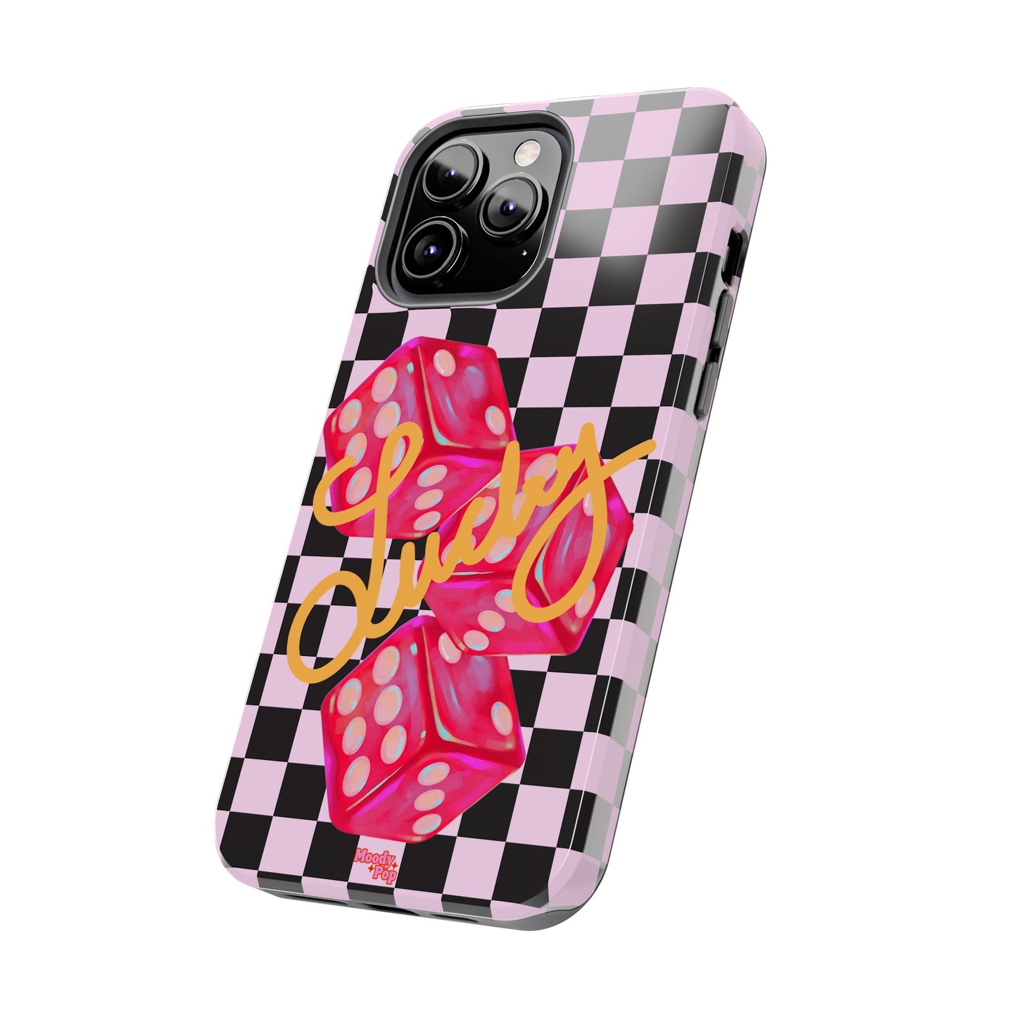 Lucky Pop iPhone Tough Case | Pink Checker Dice Protective Phone Case | iPhone 13-iPhone 17