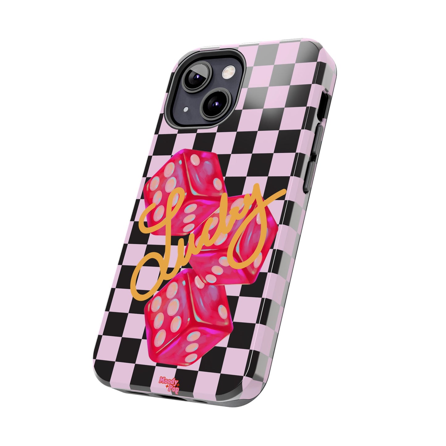 Lucky Pop iPhone Tough Case | Pink Checker Dice Protective Phone Case | iPhone 13-iPhone 17