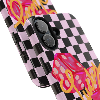 Lucky Pop iPhone Tough Case | Pink Checker Dice Protective Phone Case | iPhone 13-iPhone 17