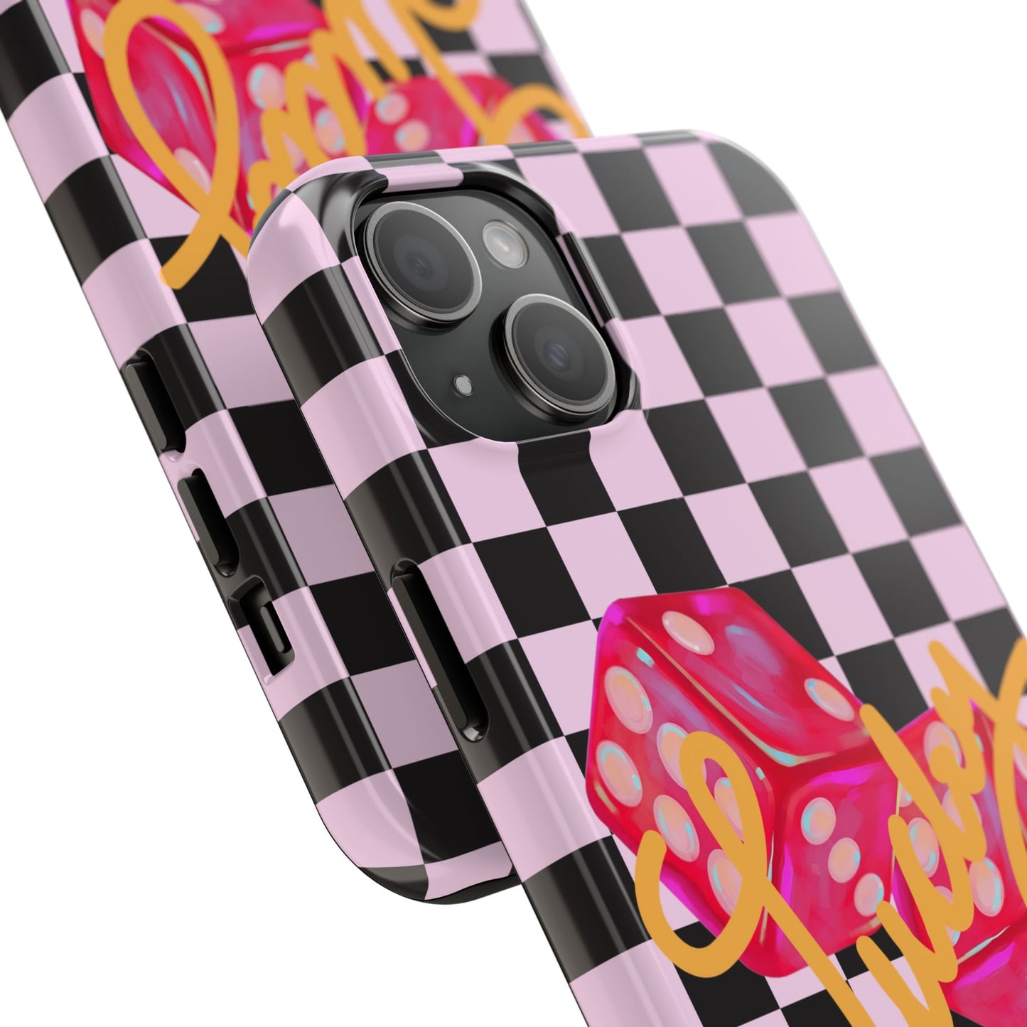 Lucky Pop iPhone Tough Case | Pink Checker Dice Protective Phone Case | iPhone 13-iPhone 17