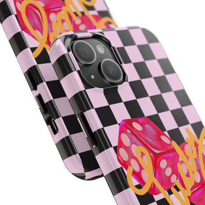 Lucky Pop iPhone Tough Case | Pink Checker Dice Protective Phone Case | iPhone 13-iPhone 17