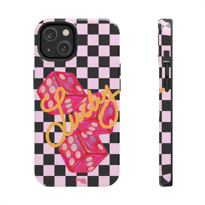 Lucky Pop iPhone Tough Case | Pink Checker Dice Protective Phone Case | iPhone 13-iPhone 17