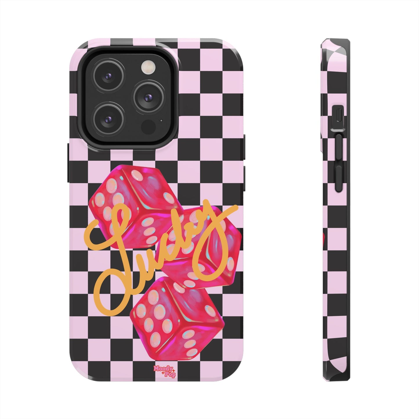 Lucky Pop iPhone Tough Case | Pink Checker Dice Protective Phone Case | iPhone 13-iPhone 17