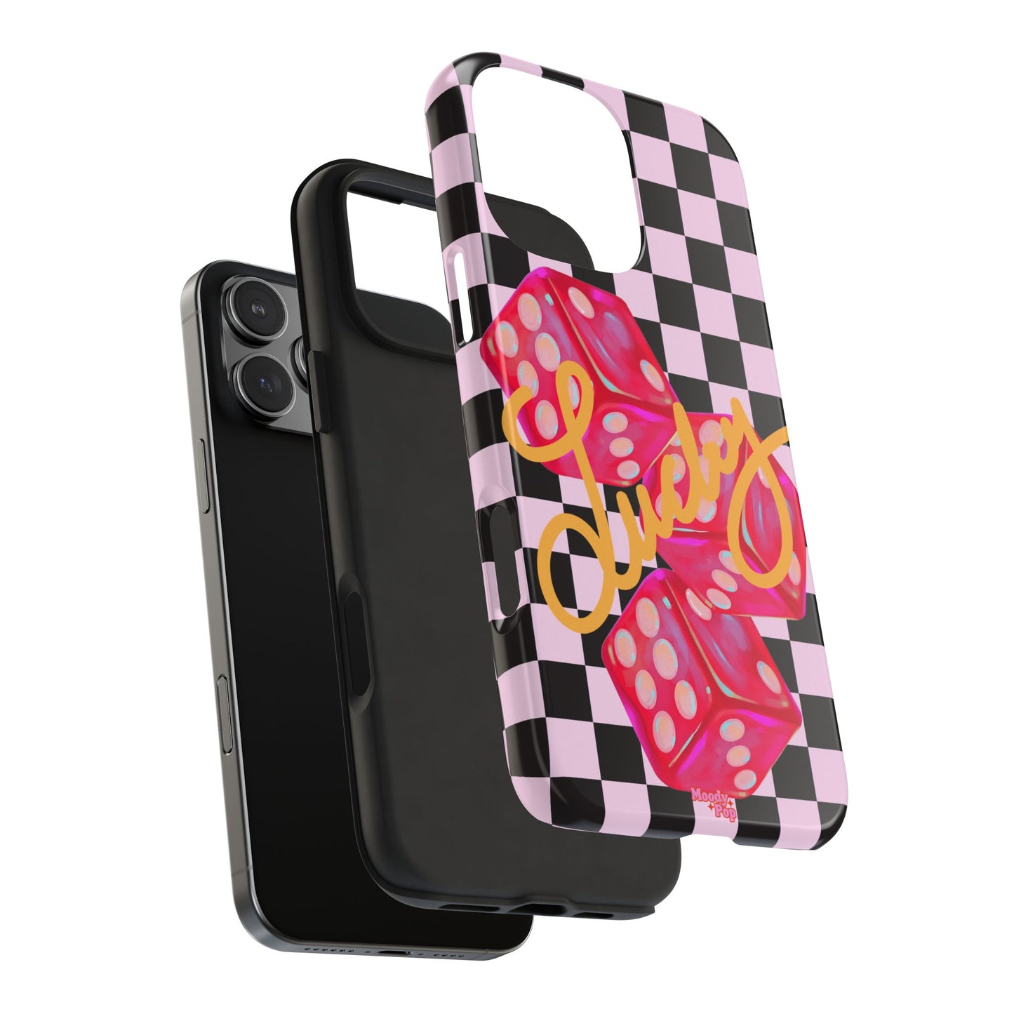Lucky Pop iPhone Tough Case | Pink Checker Dice Protective Phone Case | iPhone 13-iPhone 17