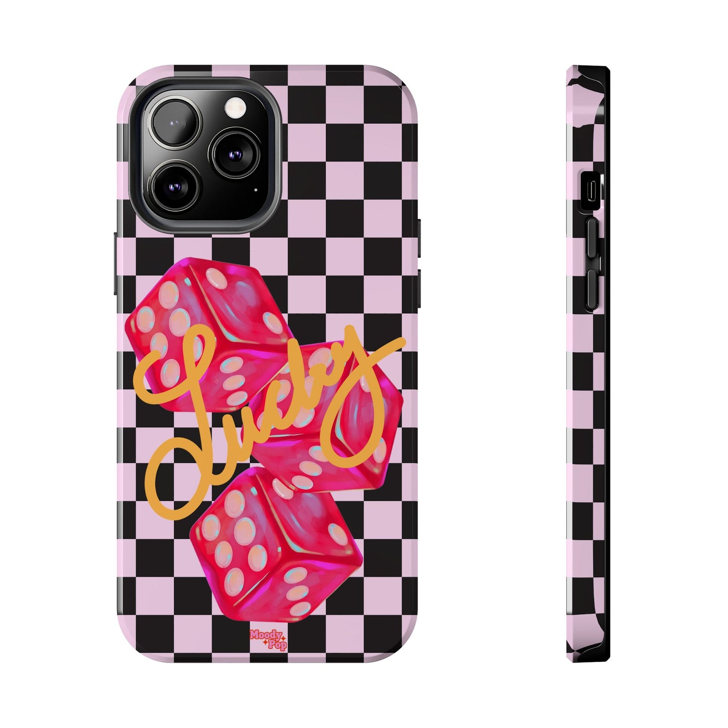 Lucky Pop iPhone Tough Case | Pink Checker Dice Protective Phone Case | iPhone 13-iPhone 17