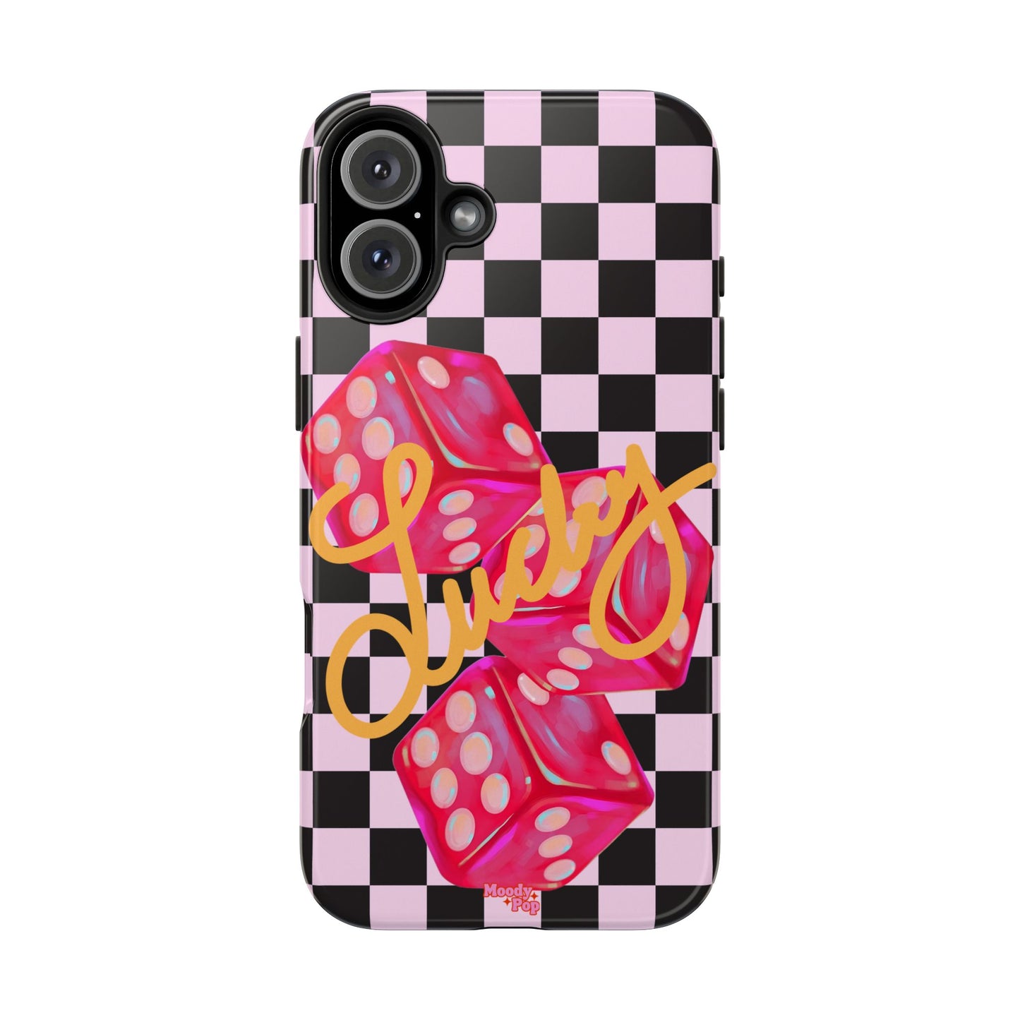 Lucky Pop iPhone Tough Case | Pink Checker Dice Protective Phone Case | iPhone 13-iPhone 17
