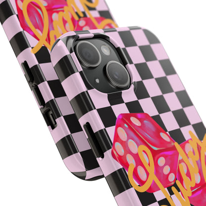 Lucky Pop iPhone Tough Case | Pink Checker Dice Protective Phone Case | iPhone 13-iPhone 17