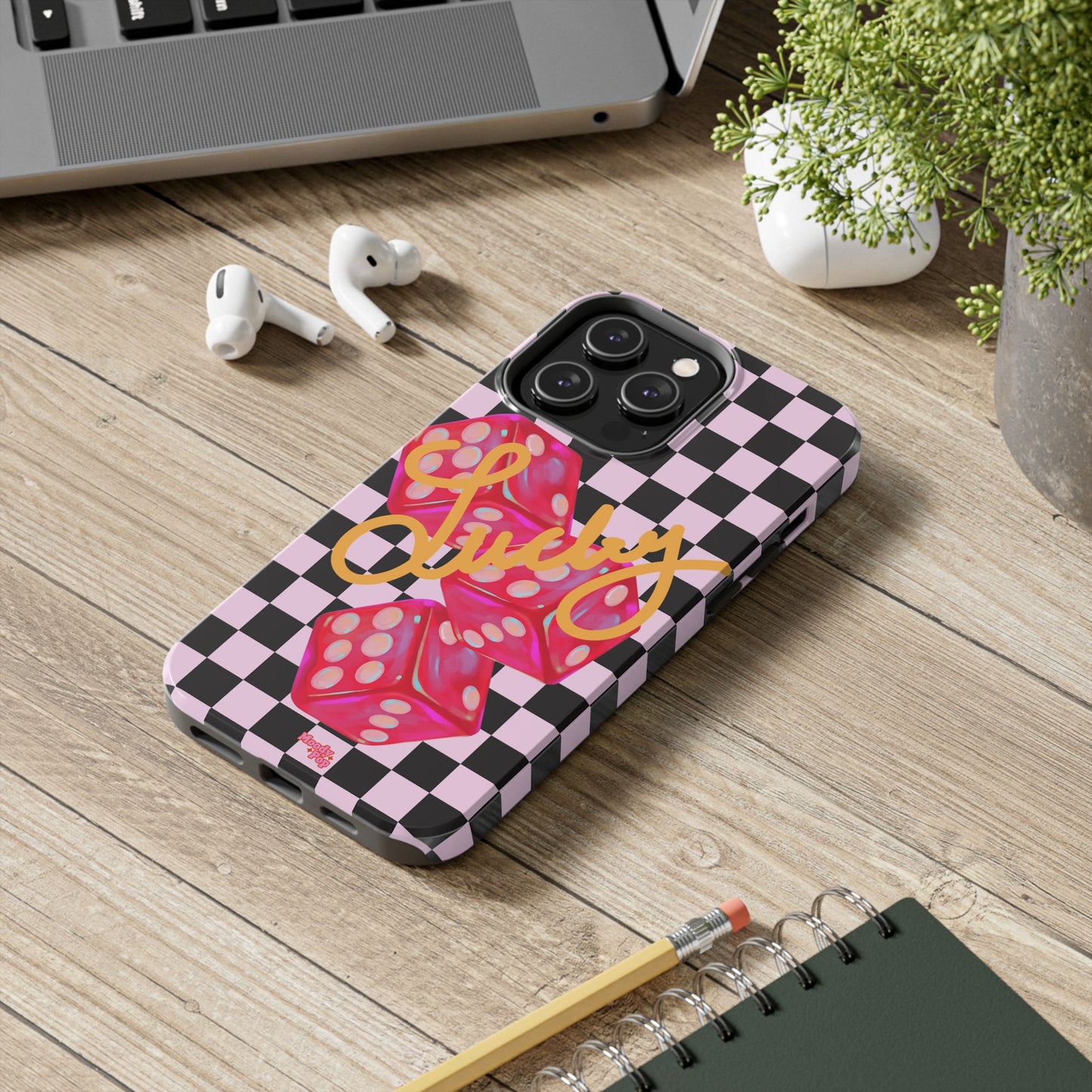 Lucky Pop iPhone Tough Case | Pink Checker Dice Protective Phone Case | iPhone 13-iPhone 17