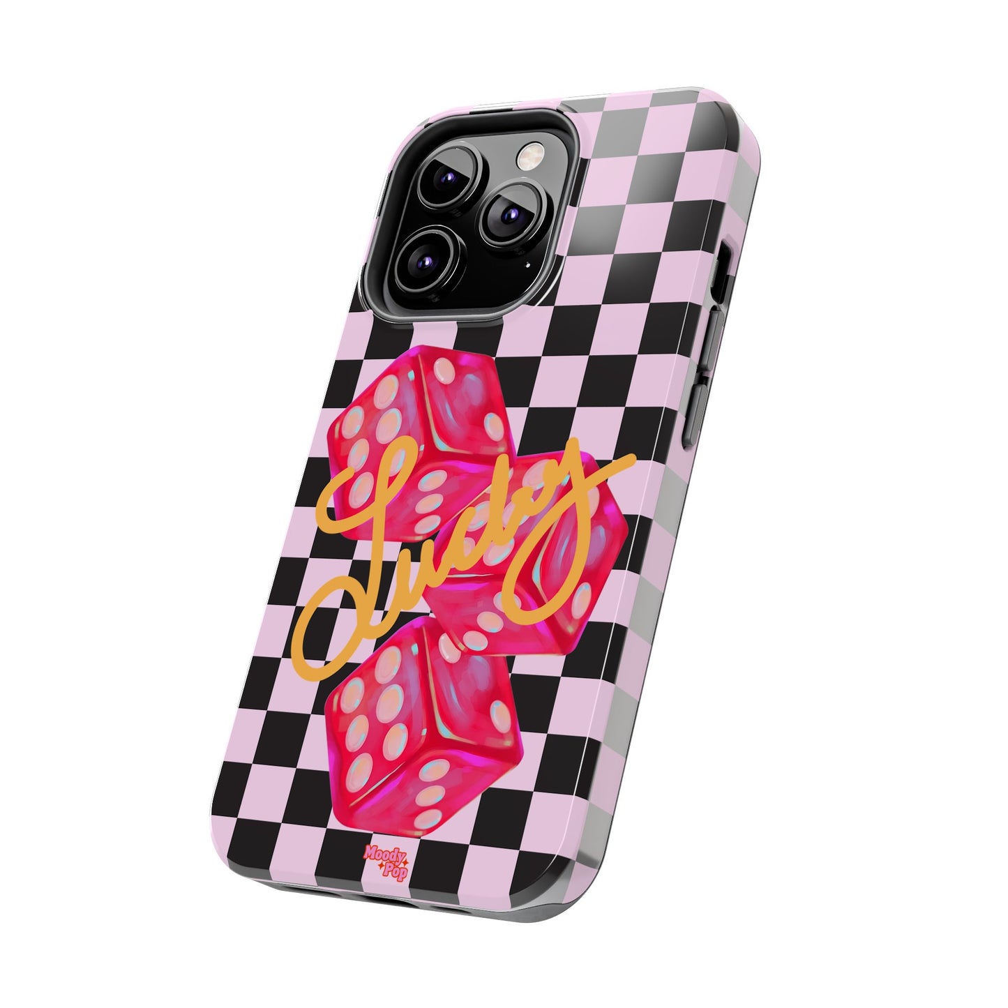 Lucky Pop iPhone Tough Case | Pink Checker Dice Protective Phone Case | iPhone 13-iPhone 17