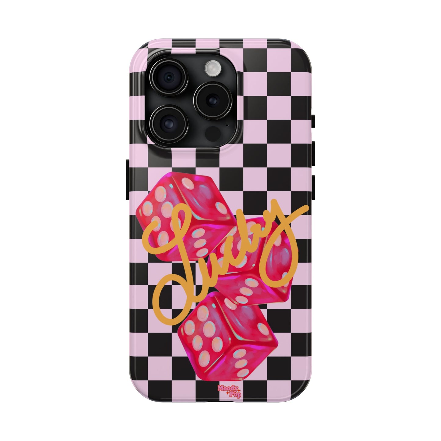 Lucky Pop iPhone Tough Case | Pink Checker Dice Protective Phone Case | iPhone 13-iPhone 17