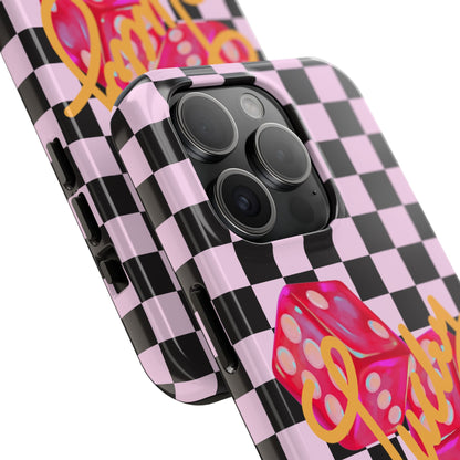 Lucky Pop iPhone Tough Case | Pink Checker Dice Protective Phone Case | iPhone 13-iPhone 17
