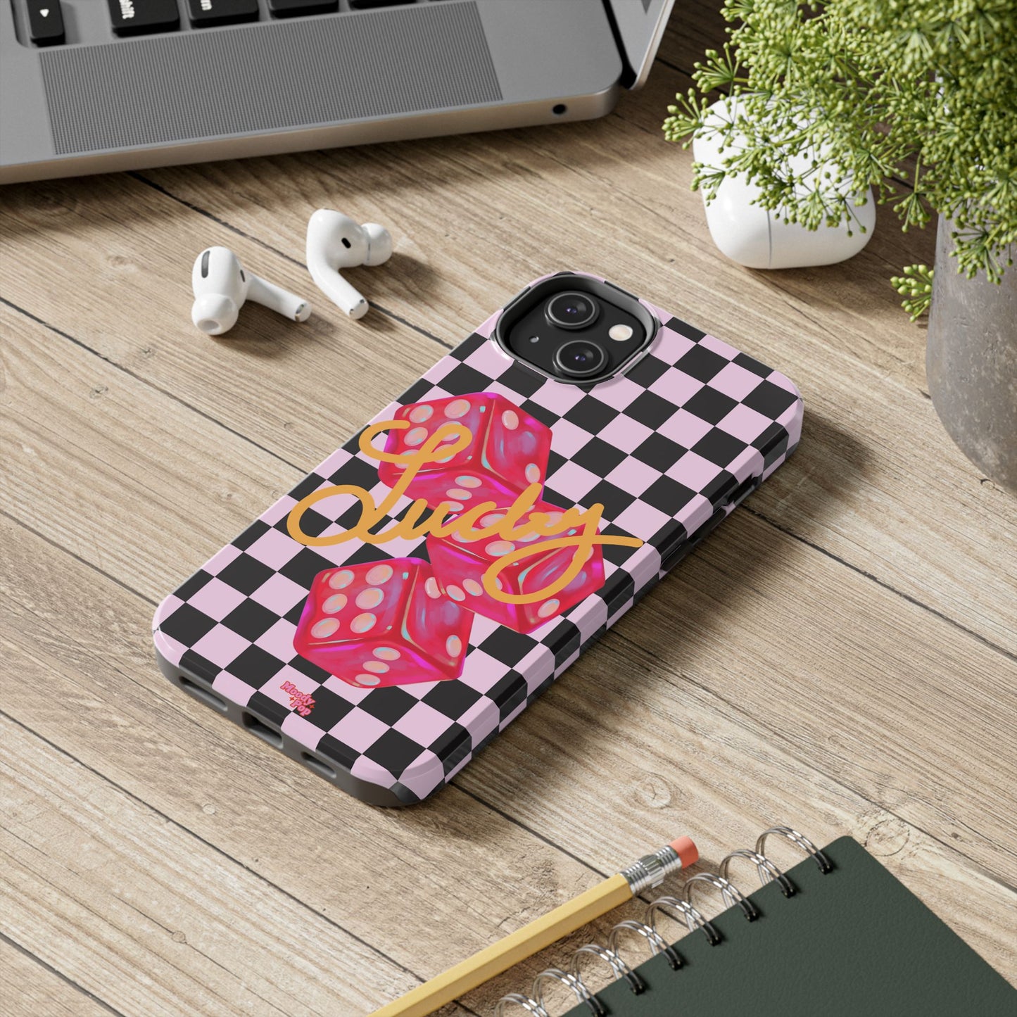 Lucky Pop iPhone Tough Case | Pink Checker Dice Protective Phone Case | iPhone 13-iPhone 17