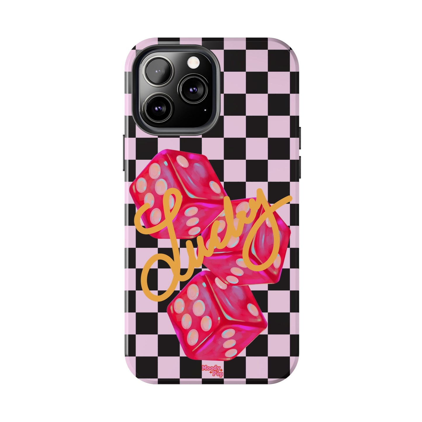 Lucky Pop iPhone Tough Case | Pink Checker Dice Protective Phone Case | iPhone 13-iPhone 17