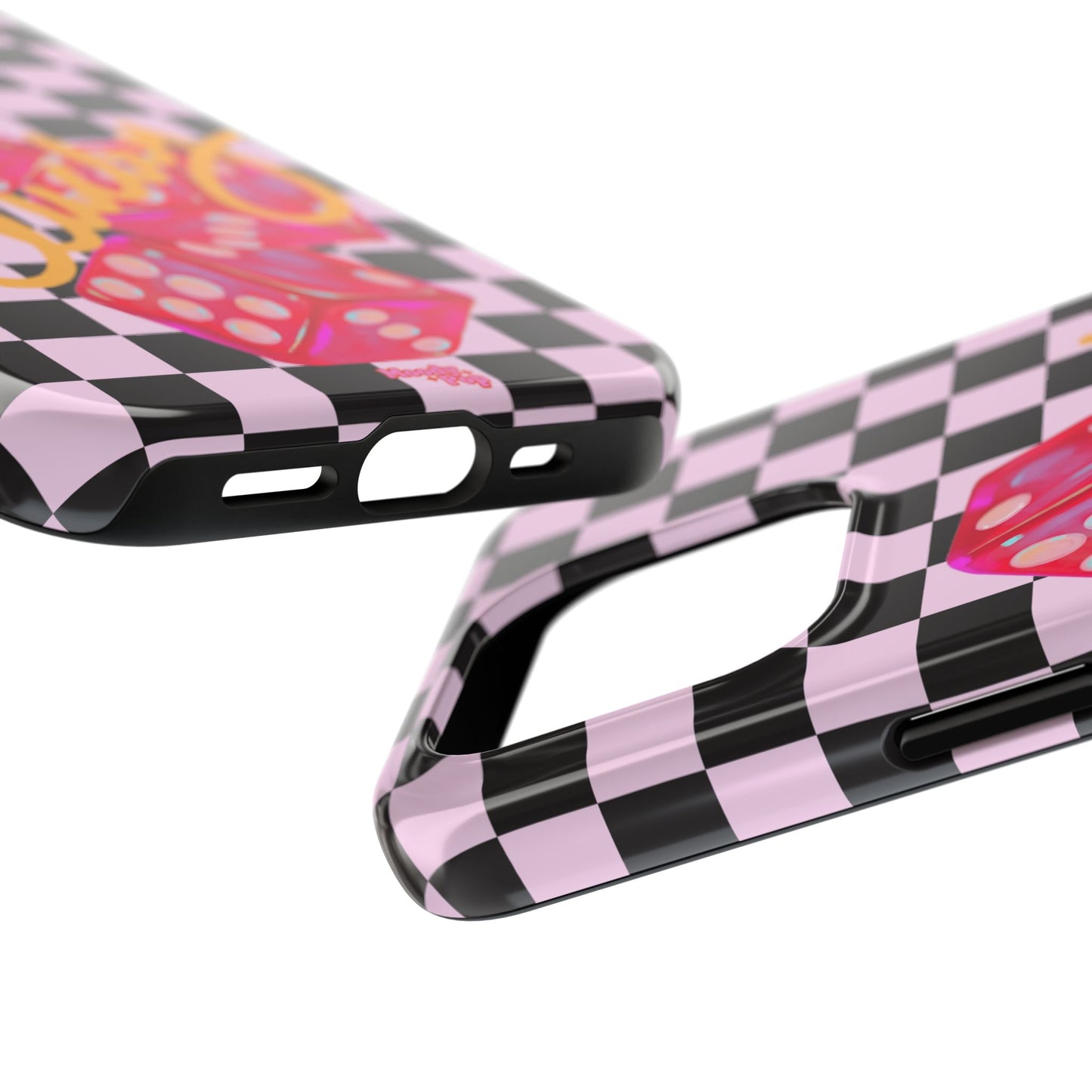 Lucky Pop iPhone Tough Case | Pink Checker Dice Protective Phone Case | iPhone 13-iPhone 17