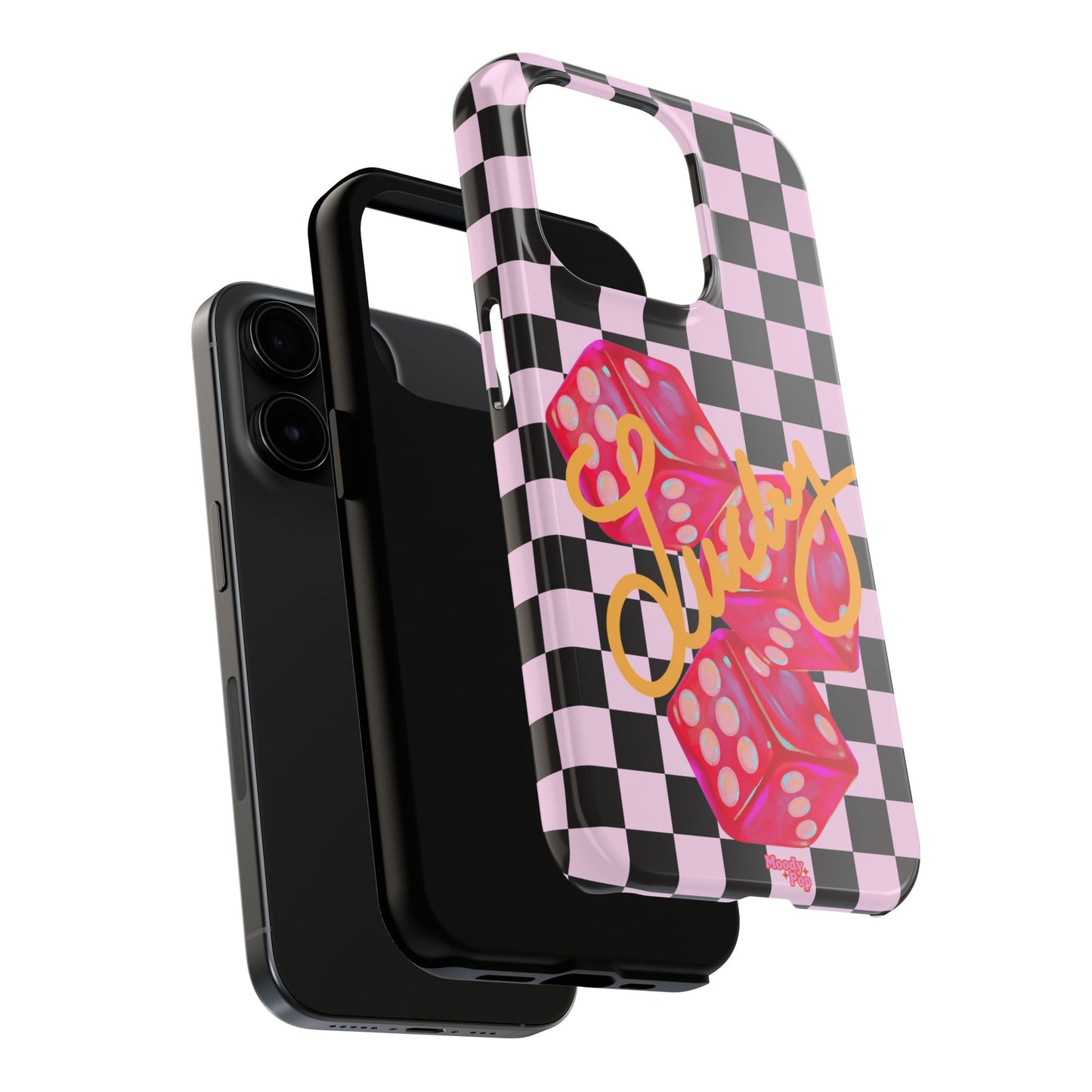 Lucky Pop iPhone Tough Case | Pink Checker Dice Protective Phone Case | iPhone 13-iPhone 17