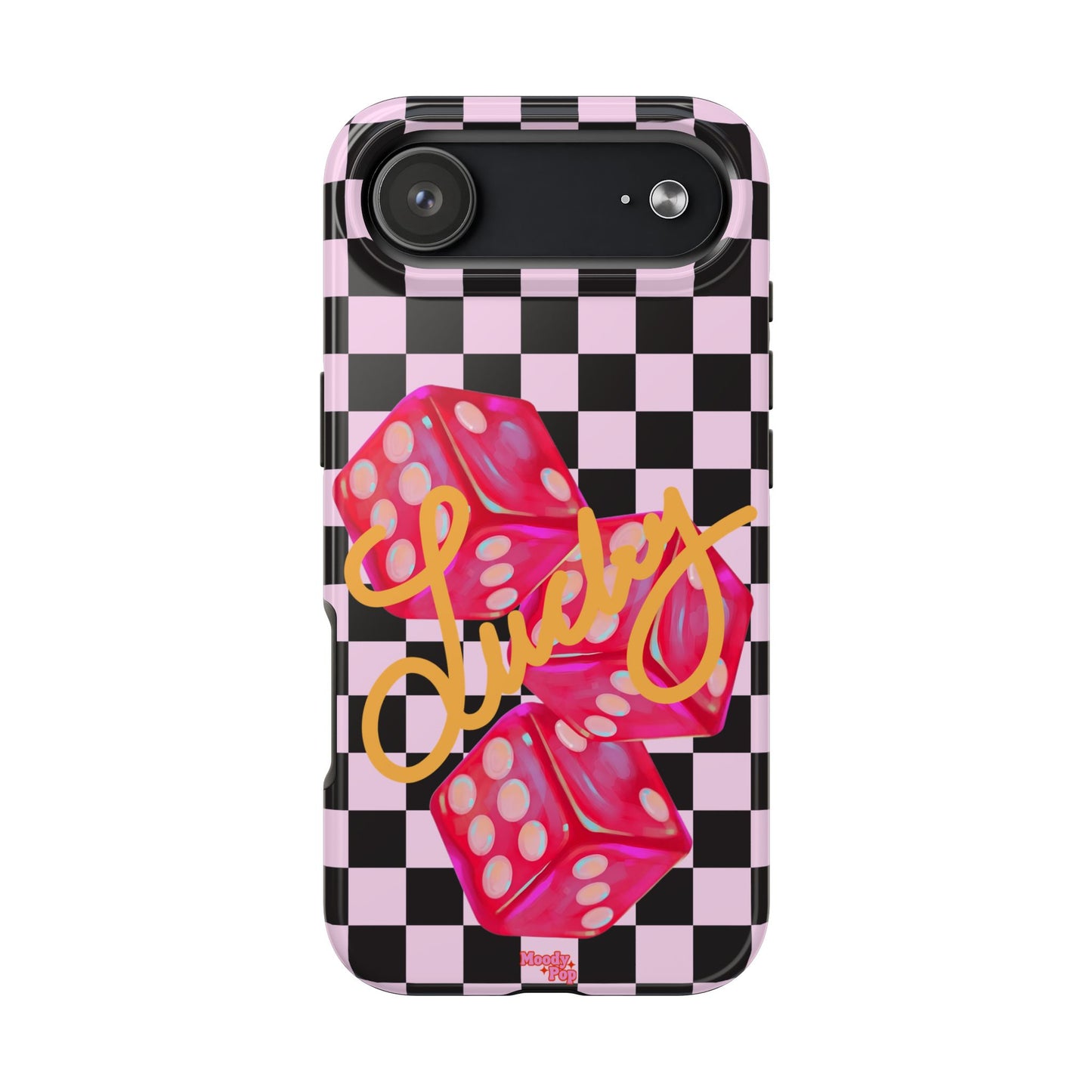 Lucky Pop iPhone Tough Case | Pink Checker Dice Protective Phone Case | iPhone 13-iPhone 17