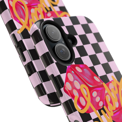 Lucky Pop iPhone Tough Case | Pink Checker Dice Protective Phone Case | iPhone 13-iPhone 17