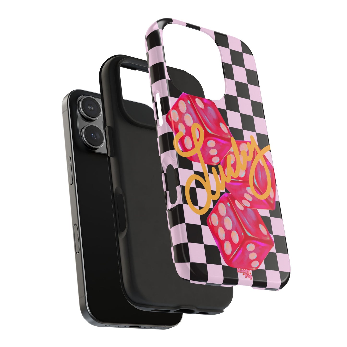 Lucky Pop iPhone Tough Case | Pink Checker Dice Protective Phone Case | iPhone 13-iPhone 17