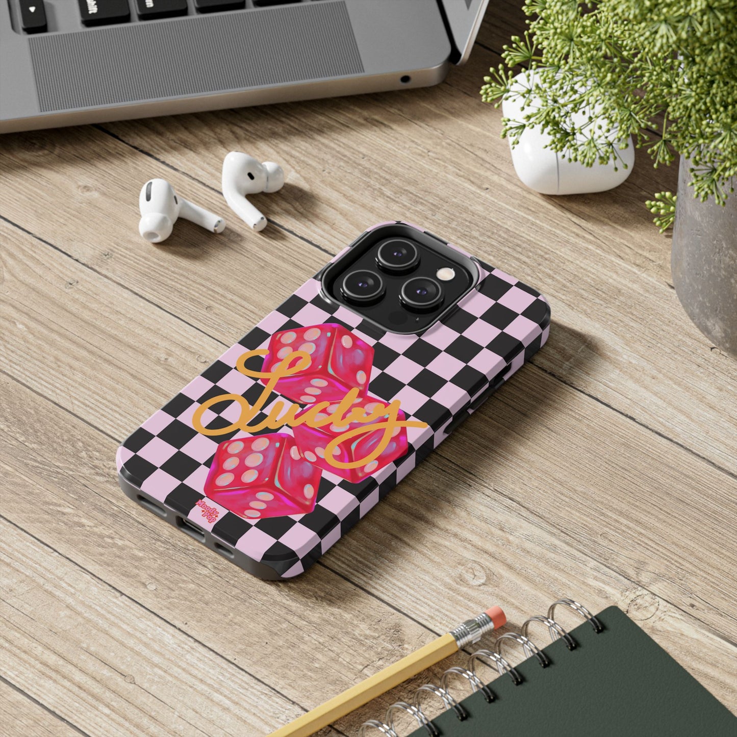 Lucky Pop iPhone Tough Case | Pink Checker Dice Protective Phone Case | iPhone 13-iPhone 17