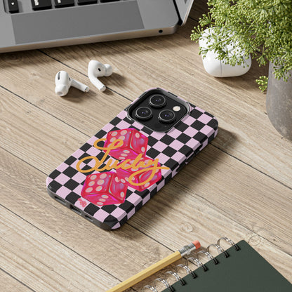 Lucky Pop iPhone Tough Case | Pink Checker Dice Protective Phone Case | iPhone 13-iPhone 17