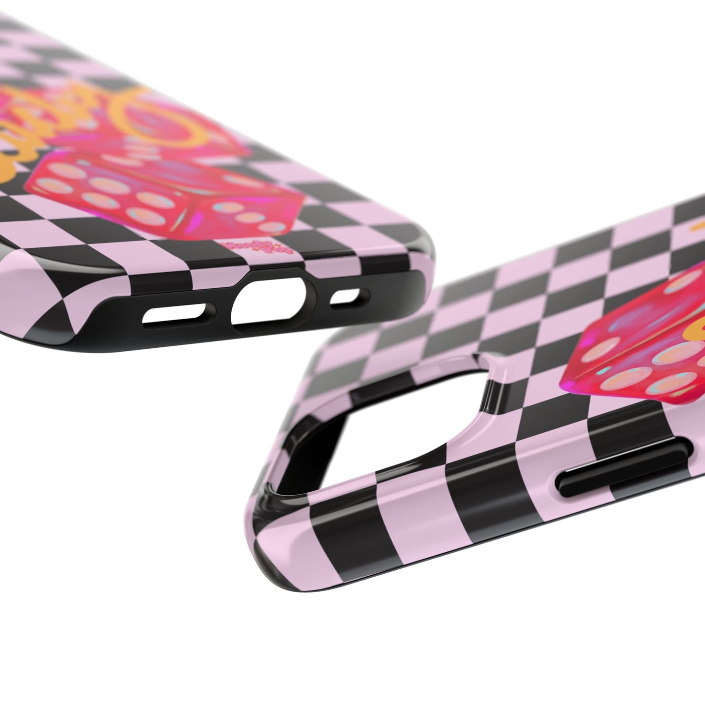 Lucky Pop iPhone Tough Case | Pink Checker Dice Protective Phone Case | iPhone 13-iPhone 17