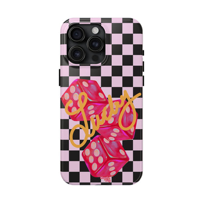 Lucky Pop iPhone Tough Case | Pink Checker Dice Protective Phone Case | iPhone 13-iPhone 17