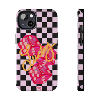 Lucky Pop iPhone Tough Case | Pink Checker Dice Protective Phone Case | iPhone 13-iPhone 17