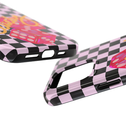 Lucky Pop iPhone Tough Case | Pink Checker Dice Protective Phone Case | iPhone 13-iPhone 17