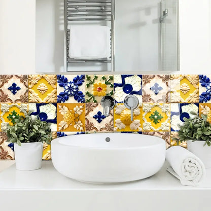 10pcs Portuguese Relief Tile Stickers for Home Decor