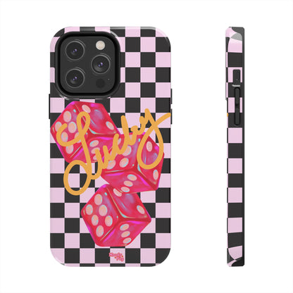 Lucky Pop iPhone Tough Case | Pink Checker Dice Protective Phone Case | iPhone 13-iPhone 17