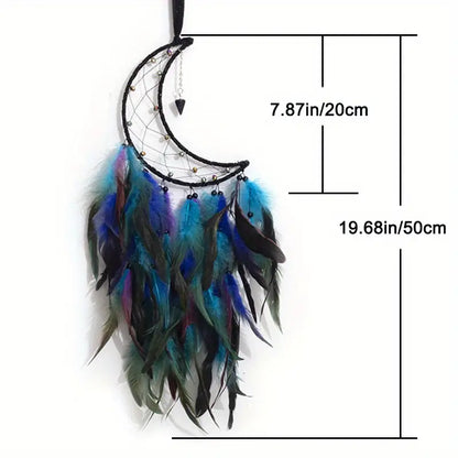 Moon Dreamcatcher Handmade Feathers Home Decor (1 Piece)