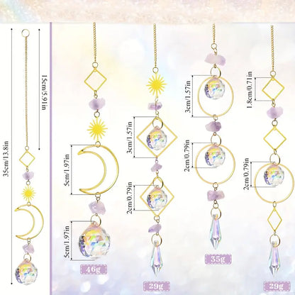 Crystal Moon Sun Prism Suncatcher for Home Decor