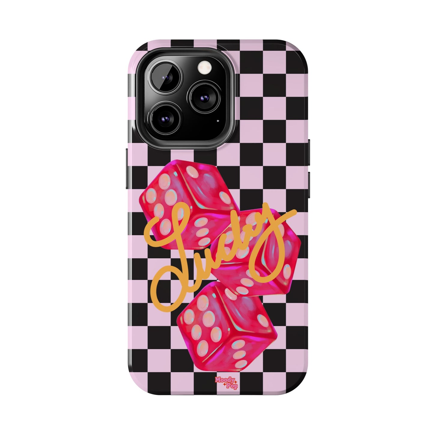 Lucky Pop iPhone Tough Case | Pink Checker Dice Protective Phone Case | iPhone 13-iPhone 17