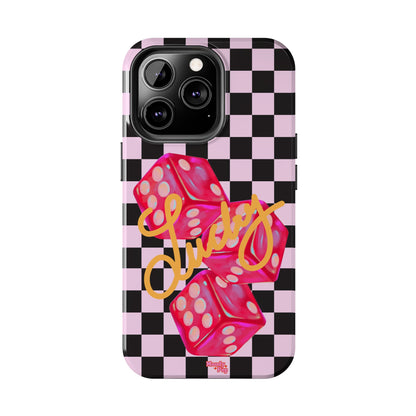 Lucky Pop iPhone Tough Case | Pink Checker Dice Protective Phone Case | iPhone 13-iPhone 17