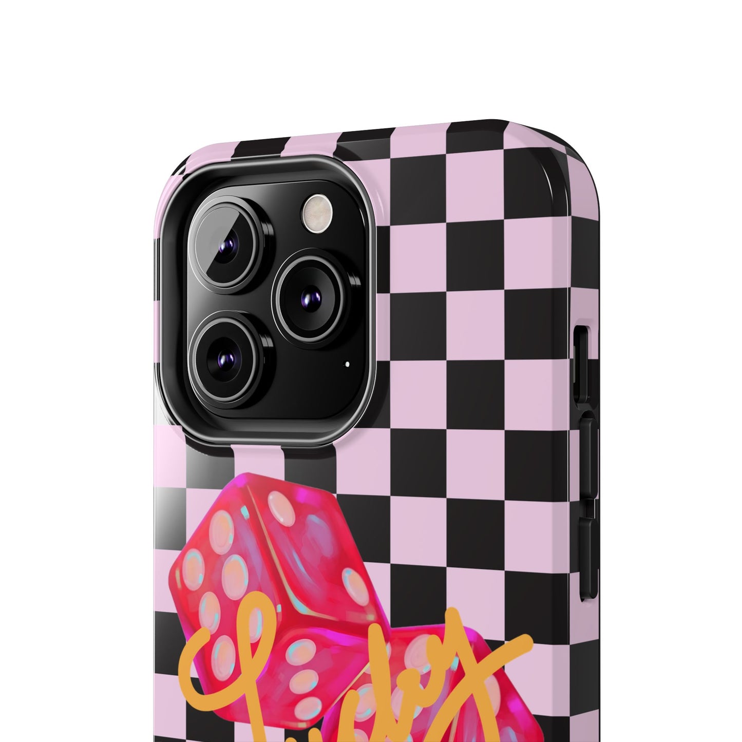Lucky Pop iPhone Tough Case | Pink Checker Dice Protective Phone Case | iPhone 13-iPhone 17