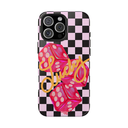 Lucky Pop iPhone Tough Case | Pink Checker Dice Protective Phone Case | iPhone 13-iPhone 17