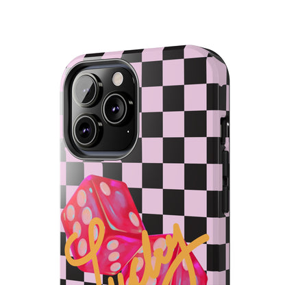 Lucky Pop iPhone Tough Case | Pink Checker Dice Protective Phone Case | iPhone 13-iPhone 17