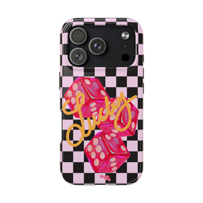 Lucky Pop iPhone Tough Case | Pink Checker Dice Protective Phone Case | iPhone 13-iPhone 17