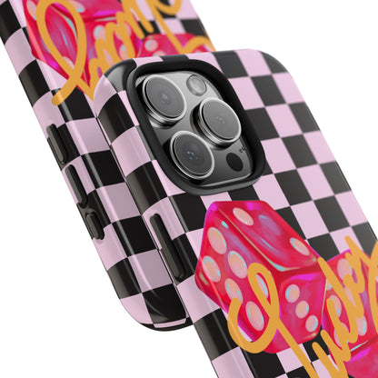 Lucky Pop iPhone Tough Case | Pink Checker Dice Protective Phone Case | iPhone 13-iPhone 17