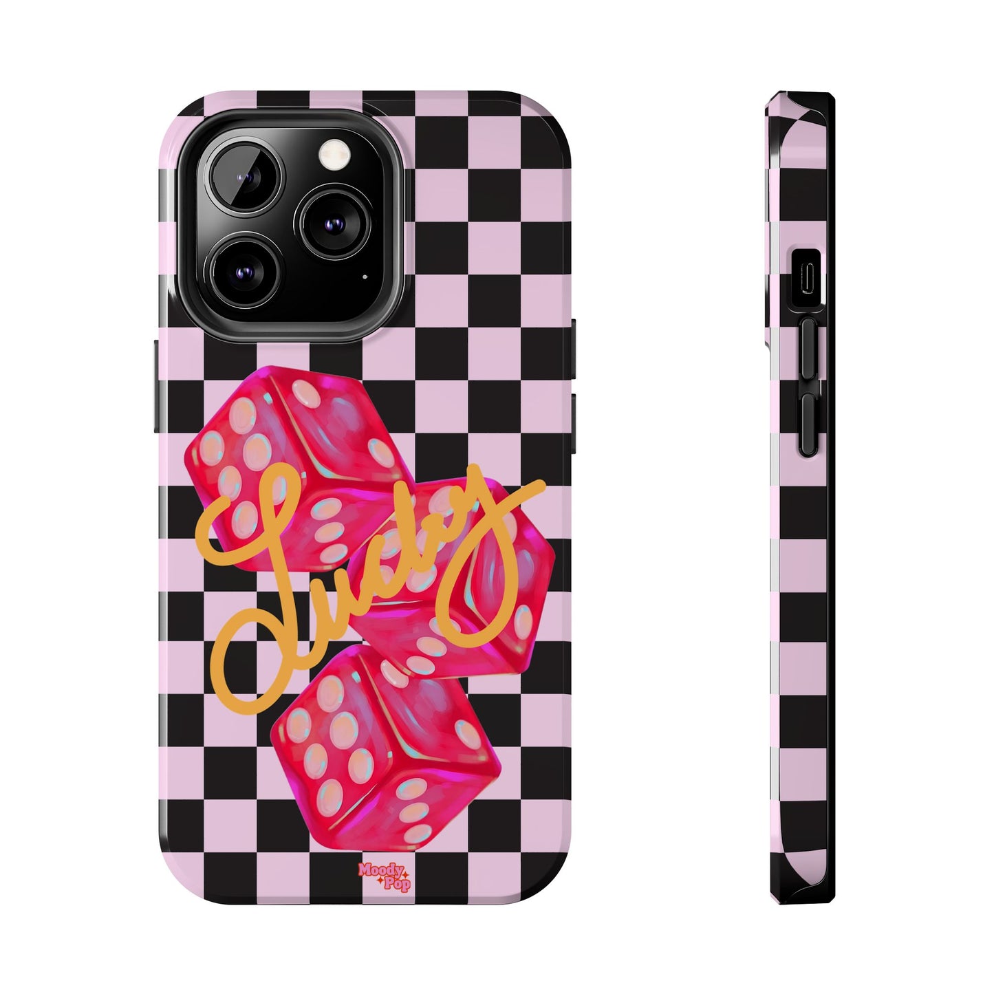 Lucky Pop iPhone Tough Case | Pink Checker Dice Protective Phone Case | iPhone 13-iPhone 17