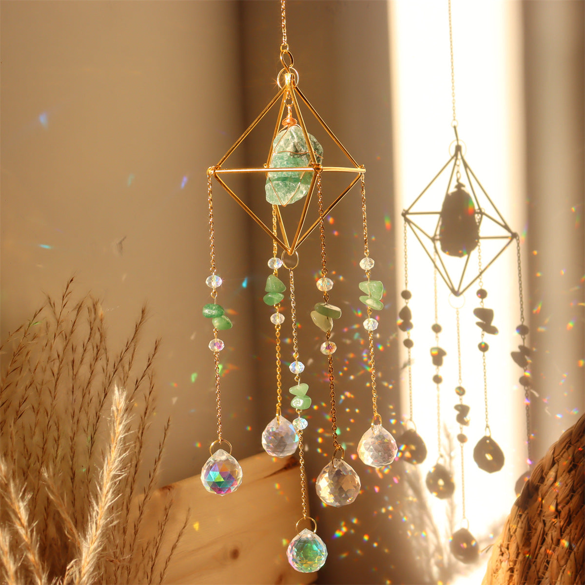 Natural Stone Crystal Wind Chime for Home Decor