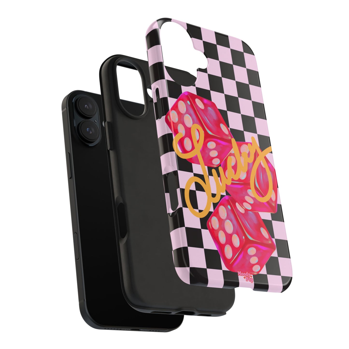 Lucky Pop iPhone Tough Case | Pink Checker Dice Protective Phone Case | iPhone 13-iPhone 17