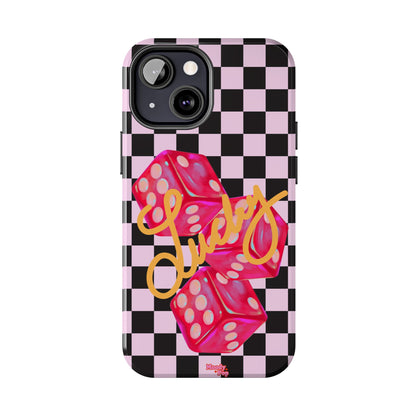 Lucky Pop iPhone Tough Case | Pink Checker Dice Protective Phone Case | iPhone 13-iPhone 17