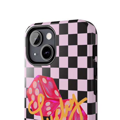 Lucky Pop iPhone Tough Case | Pink Checker Dice Protective Phone Case | iPhone 13-iPhone 17
