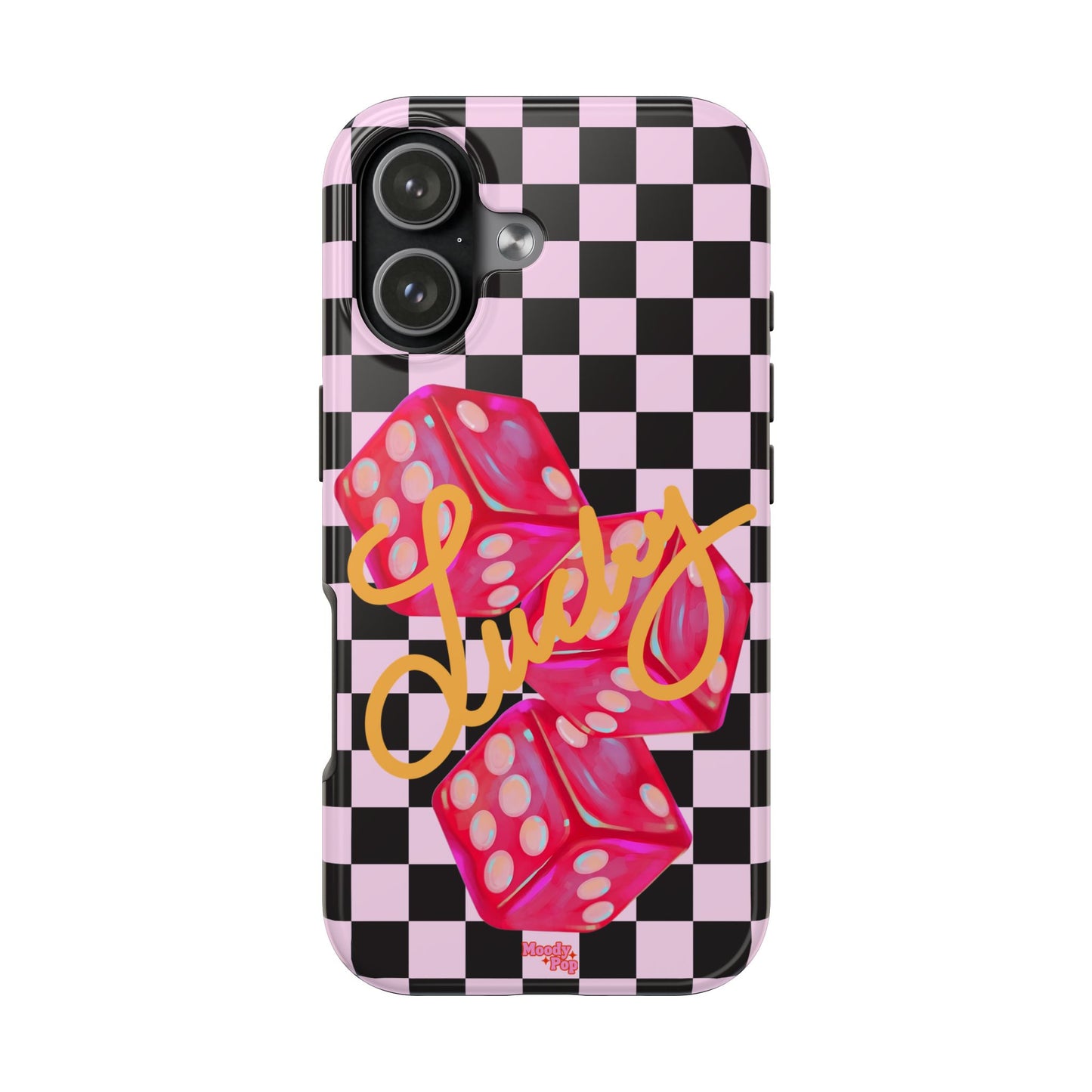 Lucky Pop iPhone Tough Case | Pink Checker Dice Protective Phone Case | iPhone 13-iPhone 17