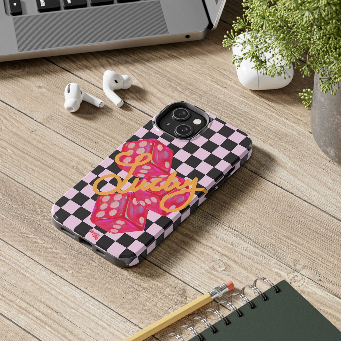 Lucky Pop iPhone Tough Case | Pink Checker Dice Protective Phone Case | iPhone 13-iPhone 17