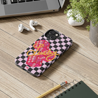 Lucky Pop iPhone Tough Case | Pink Checker Dice Protective Phone Case | iPhone 13-iPhone 17