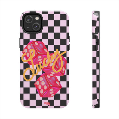 Lucky Pop iPhone Tough Case | Pink Checker Dice Protective Phone Case | iPhone 13-iPhone 17