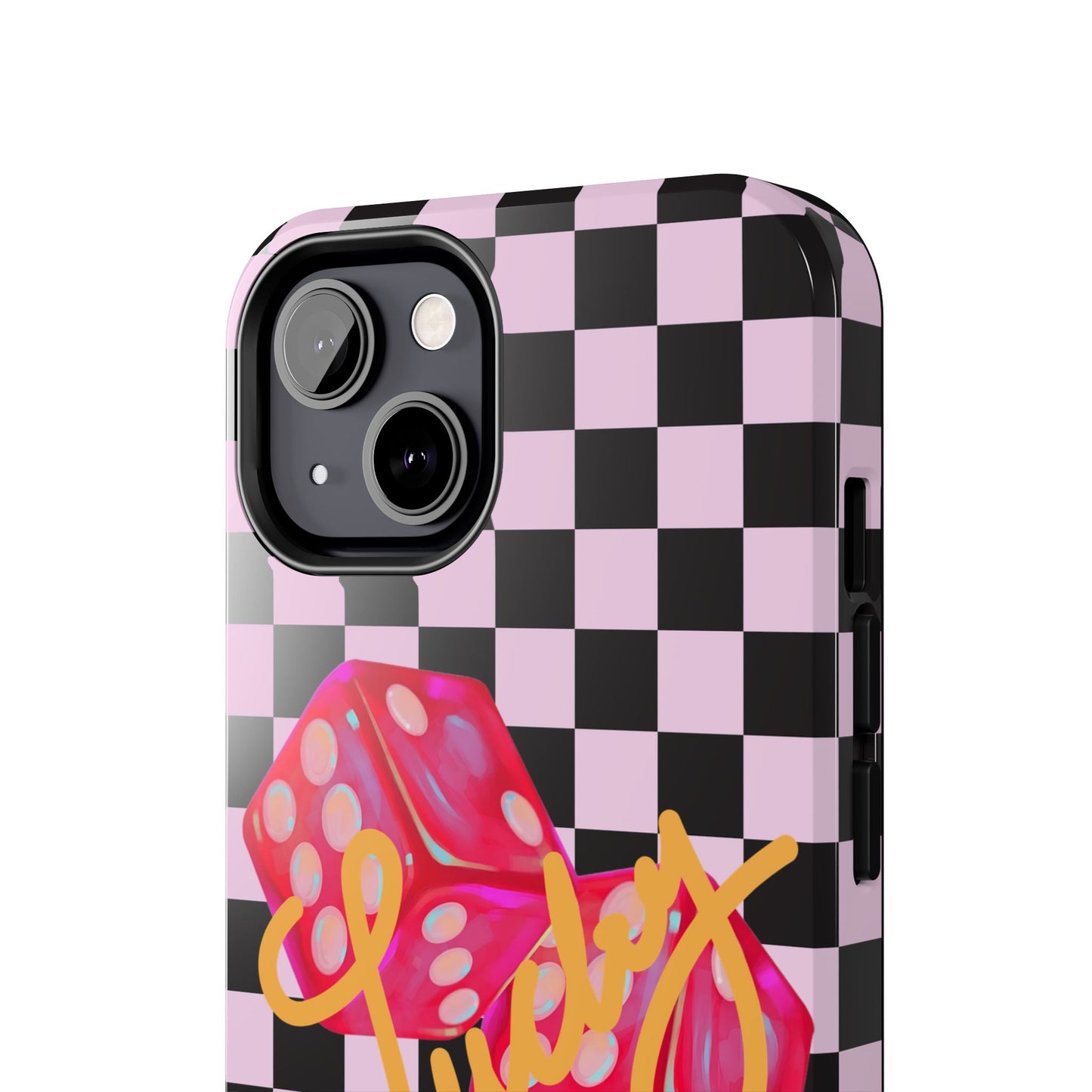 Lucky Pop iPhone Tough Case | Pink Checker Dice Protective Phone Case | iPhone 13-iPhone 17
